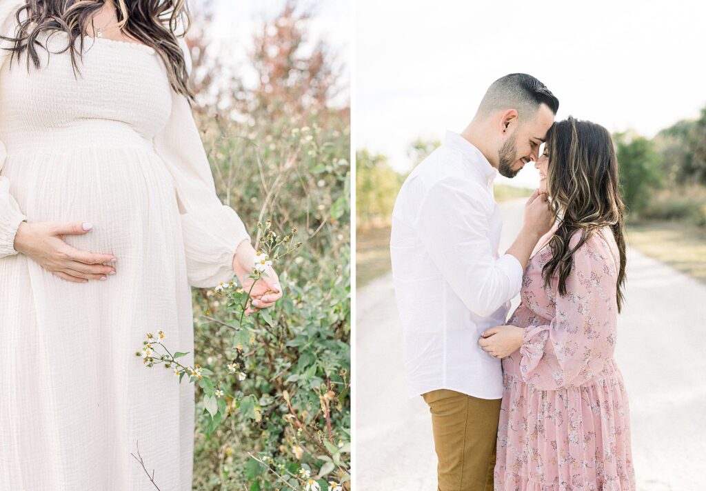 Husband and wife outside in Palm Beach for a maternity photoshoot.